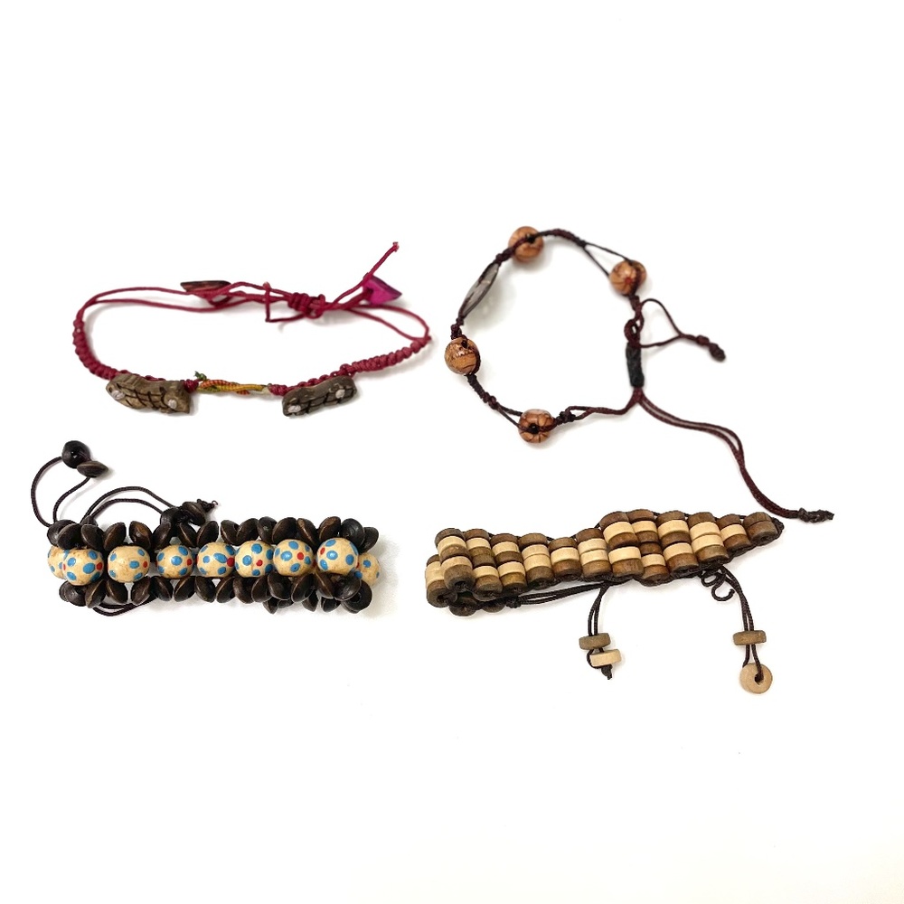 4 Adjustable Wooden Bracelets